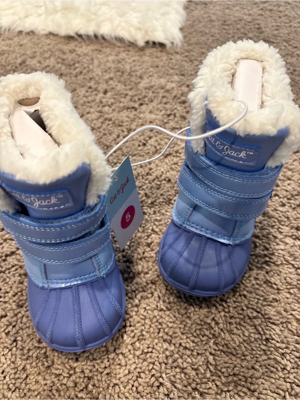 Cat & Jack Light Blue Girls' Faux-Fur Winter Boots